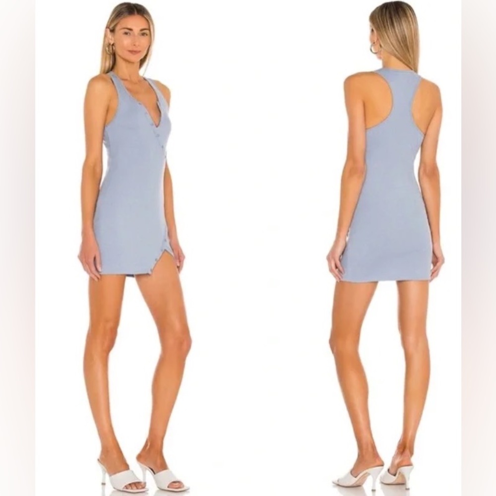 CAMILA COELHO Misha Stretch Ribbed Dress - Baby Blue